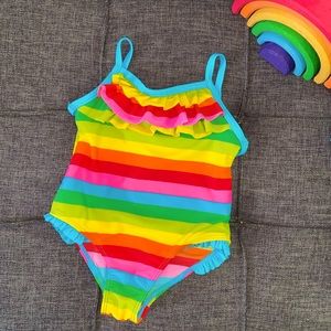 🌈 LIKE NEW 💦☀️ Rainbow Striped Swimsuit Carter’s 12 Months One Piece